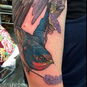 Swallow tattoo by Kate Mackay Gill #KateMackayGill #painterly #realistic #animal #nature #swallow #bird