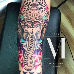 Pattern Ganesh elephant tattoo by Abel Miranda via Facebook #AbelMiranda #patternwork #dotwork #mandala #elephant #ganesh #abstract #trash