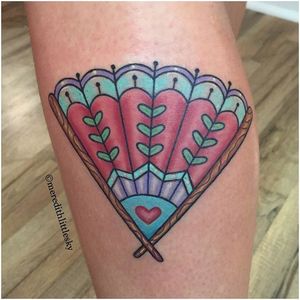 Wooden structure, by Meredith Little Sky #MeredithLittleSky #fantattoo #fan #handheldfan #colorful