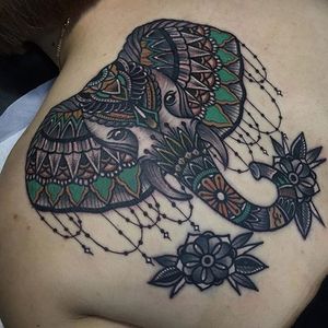 The prettiest, ornate little Elephant made by Mico Tattoo. (via @micotattoo) #neotraditional #elephant #ornate #mehndi #micotattoo
