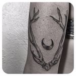 Antler tattoo by Jason Schroder. #antler #horn #deer #blackwork