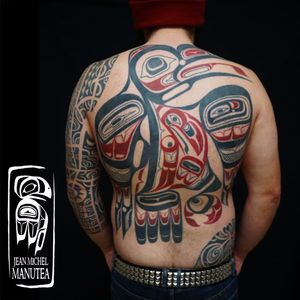Haida backpiece by Jean-Michel Manutea #JeanMichelManutea #Haida #bird #tribal #backpiece #haidatattoo
