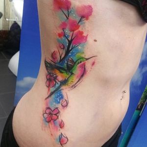 Watercolour hummingbird tattoo by Josie Sexton #JosieSexton #bird #hummingbird #watercolour #sketch (Photo: IG-josiesexton)