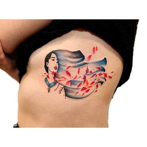 Mulan tattoo by Georgia Grey. #GeorgiaGrey #bangbangnyc #painting #brushstroke #mulan #disneyprincess