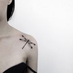 Dragonfly tattoo by Julia Shpadyreva. #JuliaShpadyreva #blackwork #fineline #dragonfly #insect
