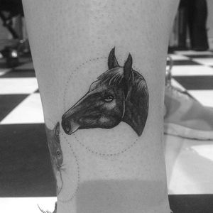 A horse is a horse of course of course (via IG—alexandyrvalentine) #TinyTattoo #Tiny #MicroTattoo #Small #TinyButMighty