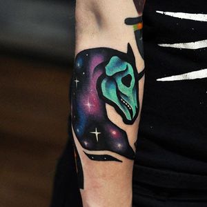 Tattoo by David Cote @thedavidcote #space #color #skull #unique