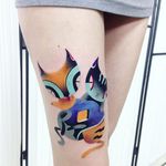 Psychedelic tattoo by Ann Lilya #AnnLilya #colorful #cat