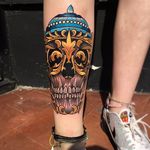Tibetan Skull Tattoo by Jordan Baker #tibetanskull #tibetanskulltattoo #kapala #kapalatattoo #skull #skulltattoo #skulltattoos #tibetantattoo #JordanBaker