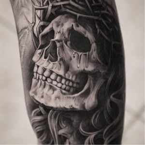 OG Abel tattoo by Miguel Ochoa #OGAbel #art #chicano #blackandgrey #MiguelOchoa #skull