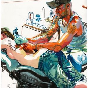 A painting by James Jean paying a tribute to tattoo artists #JamesJeantattoos #JamesJeanart #painting