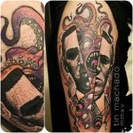 Creepy H. P. Lovecraft portrait tattoo by Tin Machado #hplovecraft #TinMachado #literature #horror
