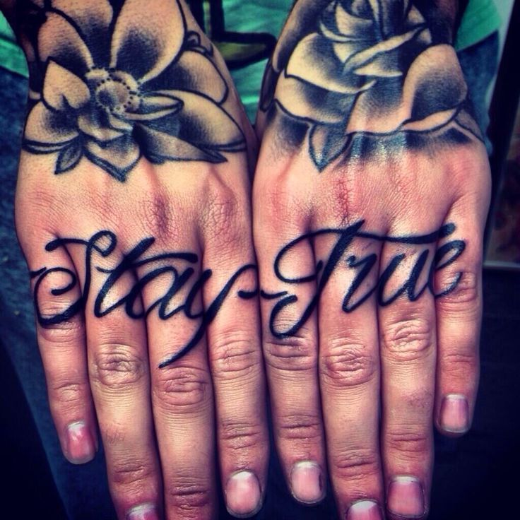 Stay True  Hand and finger tattoos Knuckle tattoos Cool arm tattoos