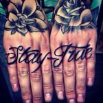 Stay True Knuckle Tattoos #StayTrueTattoos #Knuckles #KnuckleTattoos #HandTattoos #Traditional #Black #Lettering #Script