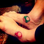 These Mario mushroom tattoos are just adorable #nintendo #mushroom #mario #siblingtattoos #brother #sister