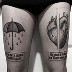 Umbrella ad Heart Tattoo by Luca Cospito #blackwork #blackworkartist #blackink #darkart #darkartist #spanishartist #LucaCospito