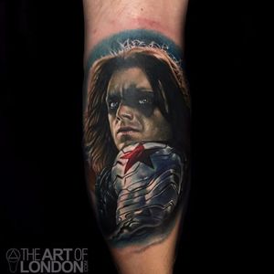 Winter Soldier Tattoo by London Reese #wintersoldier #wintersoldiertattoo #captainamerica #marvel #marveltattoo #comicbooktattoo #LondonReese