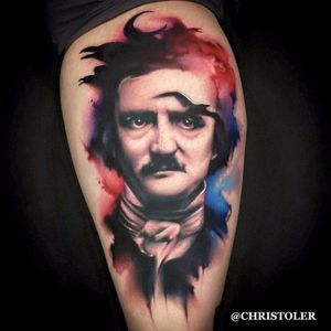 Por Chris Toler! #ChrisToler #EdgarAllanPoe #Poe #edgarallanpoetattoo #Poetattoo