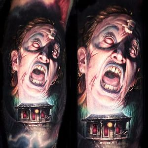 Paul Acker's realism makes an awesome tattoo of zombie Cheryl #PaulAcker #ashwilliams #evildead #demons #gore #horrortattoo
