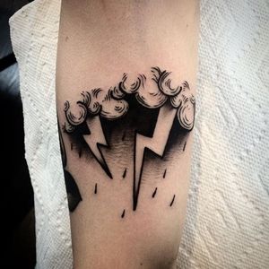 Lightning Tattoo by Tony Torvis #lightning #storm #traditional #traditionalblackwork #blackwork #blackink #blackworkartist #TonyTorvis