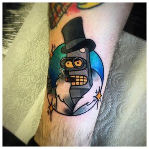 Bender Tattoo by Matt Daniels #Bender #Futurama #robot #cartoon #MattDaniels
