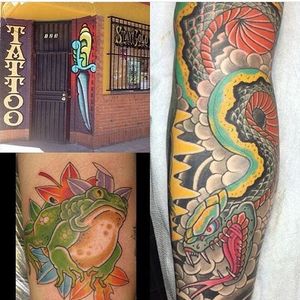 Some tattoos from and the front door of Stay Gold Tattoo in Albuquerque, NM. #Albuquerque #NewMexico #tattooculture