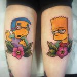 Springfield's two best friends tattooed by Matt Daniels. #TheSimpsons #SimpsonsTattoo #Simpsons #Funny #Bart #Milhouse