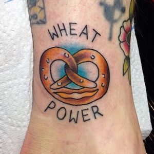 Pretzel Tattoo by @kreuzberg_peter #pretzel #foodtattoo #traditional #KreuzbergPeter #wheat #power