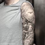 Dmitry Troshin's black and grey religious tattoos are utterly divine.  Via Instagram mistertroshin #blackandgrey  #Christian #DmitryTroshin #realism #angels #portrait