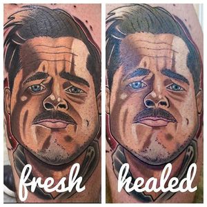 Aldo Raine Tattoo by Ryan Ousley #AldoRaineTattoo #TarantinoTattoo #BradPittTattoo #AldoRaine #BradPitt #Tarantino #IngloriousBasterds #RyanOusley