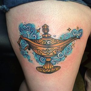 Genie Lamp Tattoo, artist unknown #genielamp #genie #lamp #ornamental #disney #aladdin