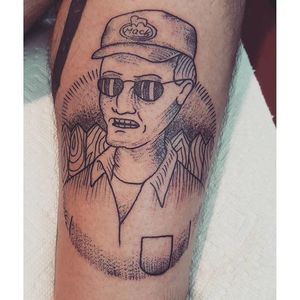 Blackwork tattoo of King of the Hill by Amanda Blodoks #blackwork #KingoftheHill #AmandaBlodoks