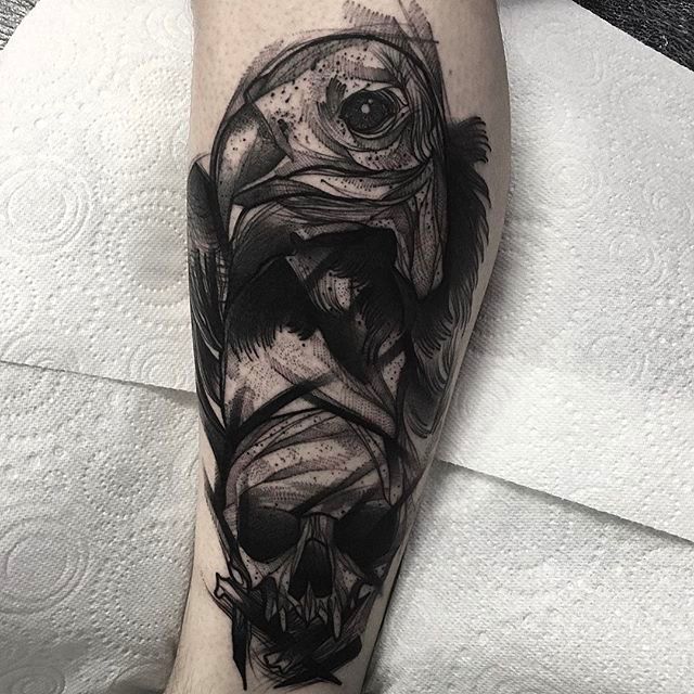 Tattoo uploaded by Orla • Sick black & grey ram skull & geometric