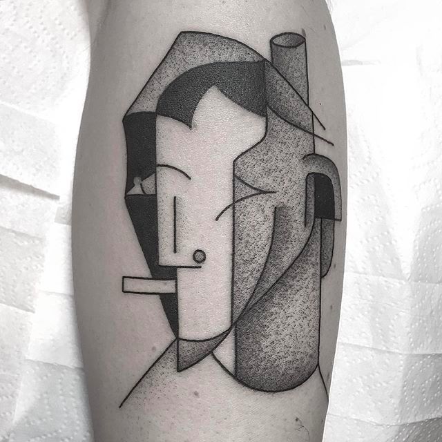 Abstract face tattoo by jonas ribeiro  Tattoogridnet