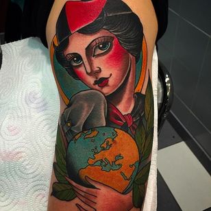 Earth Lady Tattoo por Xam @XamTheSpaniard #Xam #XamtheSpaniard #Beautiful #Gypsy #Earth #Girl #Lady #Traditional #sevendoorstattoo #London