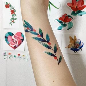Plant Tattoo by Zihee #plant #planttattoo #contemporarytattoos #contemporary #moderntattoos #color #colorfultattoo #abstract #graphic #korean #southkorean #Zihee