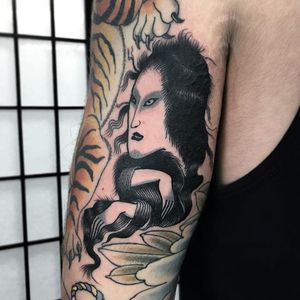 Japanese Ghost Tattoo by Matt Craven Evans #ghost #japaneseghost #blackwork #blackworkart #darkart #blackworkartist #traditionalblackwork #MattCravenEvans
