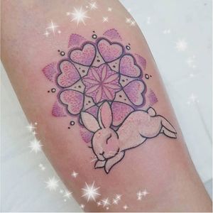 Mandala bunny tattoo by Shannon Meow. #ShannonMeow #girly #cute #kawaii #pastel #mandala #bunny