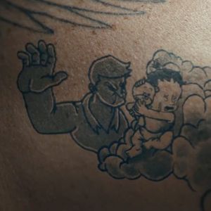 An animated tattoo from UNICEF's public service announcement featuring David Beckham. #BlindPig #childabuse #DavidBeckham #UNICEF