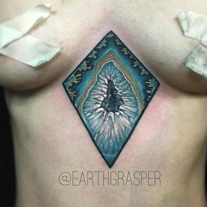 Geode Tattoo by Jonathan Penchoff #geode #geodecrystal #crystal #rock #nature #naturedesign #JonathanPenchoff