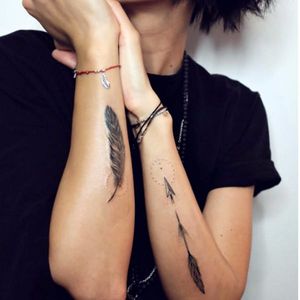 Beautiful feather and arrow tattoos by Sasha Kiseleva #linework #blackwork #lines #blckwrk #dotwork #myforestink #sashakiseleva #btattooing #blxckink #onlyblackart #blacktattoomag #feather #arrow