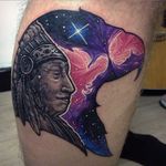 Native American Tattoo by Joe Phillips #nativeamerican #galaxy #space #cosmic #abstract #spaceage #JoePhillips