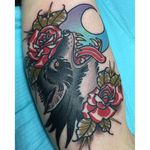 Wolf Tattoo by Katie McGowan #Traditional #BoldTattoos #ColorfulTattoos #Colorful #KatieMcGowan