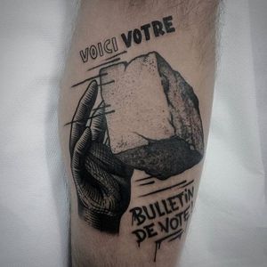 Politics Tattoo by Jaffa Wane #politics #politicstattoo #blackwork #blackworktattoo #blackworkartist #darkart #JaffaWane