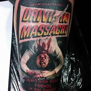 Alex Wright's (IG—thealexwright) rendition of the movie poster for Drive-in Massacre. #AlexWright #awesome #cultclassics #color #DriveinMassacre #movieposters #realism