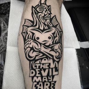 "The Devil may care" Tattoo by Luxiano #Luxianostreetclassic #Streetstyle #Black #Blackwork #Devil #Luxiano