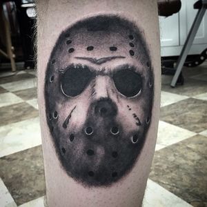 Jason Voorhees hockey mask by Shane Murphy. #blackandgrey #realism #horror #hockeymask #JasonVoorhees #Fridaythe13th #ShaneMurphy