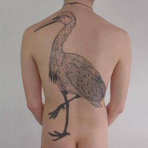 Stork tattoo by Victor Zabuga #VictorZabuga #minimalistic #blackwork #conceptual #stork #bird