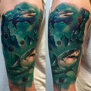 Great White Shark underwater scene by Audie Fulfer Jr. #realism #colorrealism #AudieFulferJr #AudieFulfer #shark #sea #ocean #greatwhite #greatwhiteshark