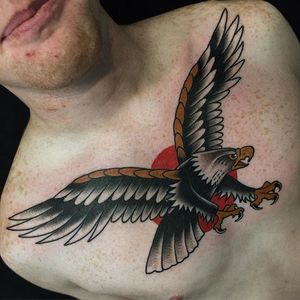 Traditional eagle tattoo by Travis Costello. #traditional #TravisCostello #eagle #bird